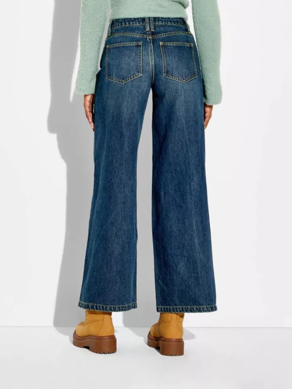 NWT Women's Wild Fable Size 0 Mid-Rise Ultra-Wide Leg Baggy Denim Jeans - Picture 3 of 4